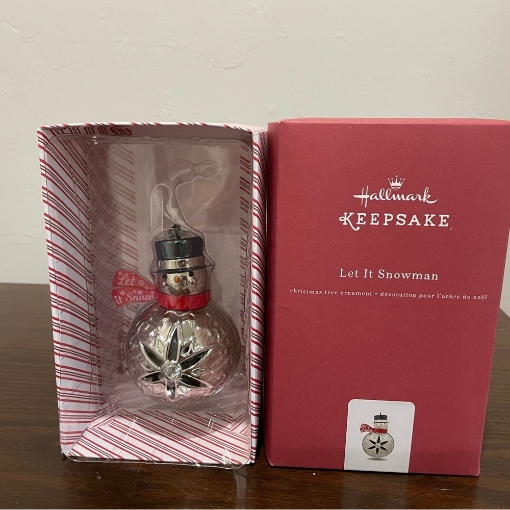 Hallmark Keepsake Silver and Red Let It Snowman Ornament